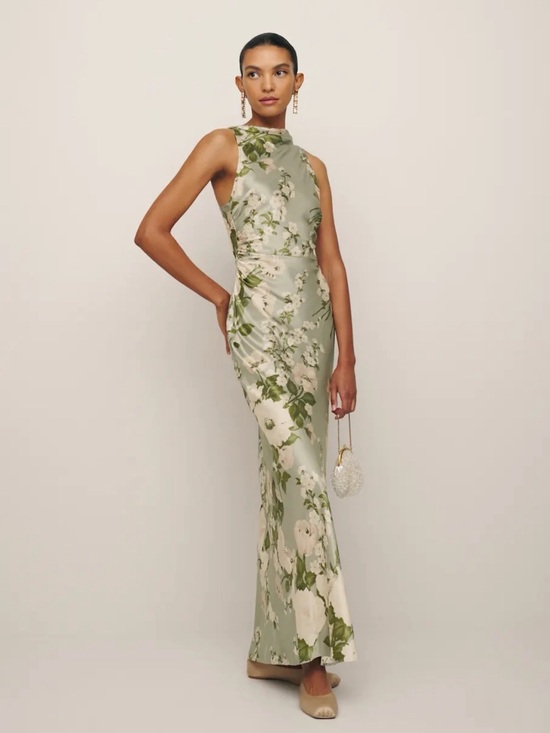 Reformation Dresses & Skirts - 🆕 REFORMATION Anaiis Silk Maxi Dress in Tarragon Sz 4